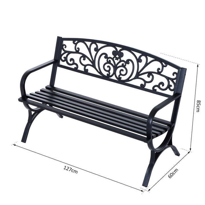 Garden Bench, Steel-Black
