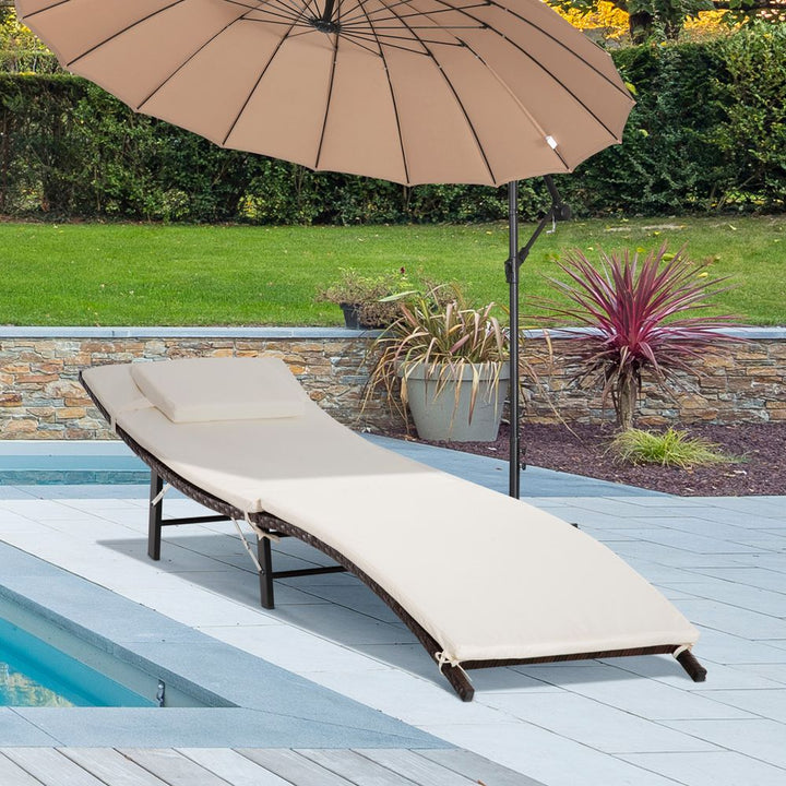 Outsunny Folding Rattan Sun Lounger, H 