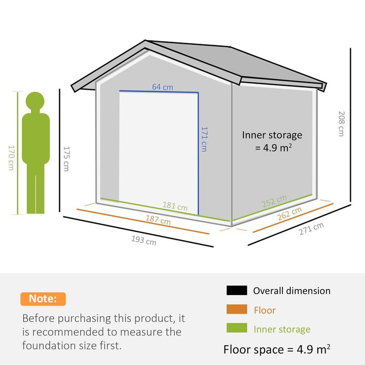 x' Galvanizedetal Garden Shed Tool Storage Shed for Backyard Patio