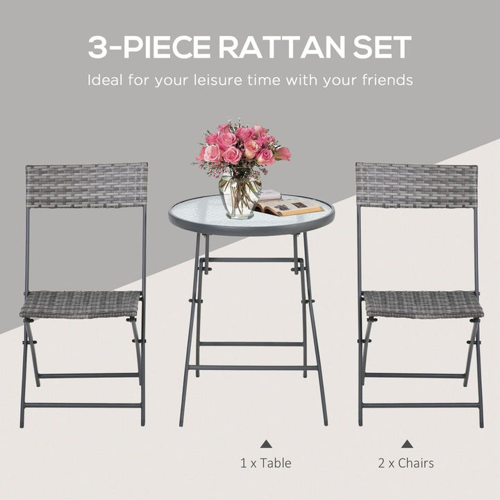  Patio Wicker Bistro Set Foldable Table and Chair Set Outsunny