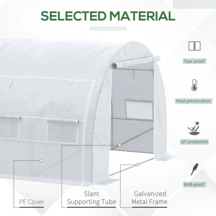  Polytunnel Greenhouse Pollytunnel Tent w/ Steel Frame White