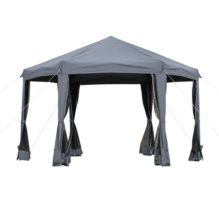 .m Pop Up Gazebo Hexagonal Tent Sun Protection withesh Sidewalls, Handy Bag