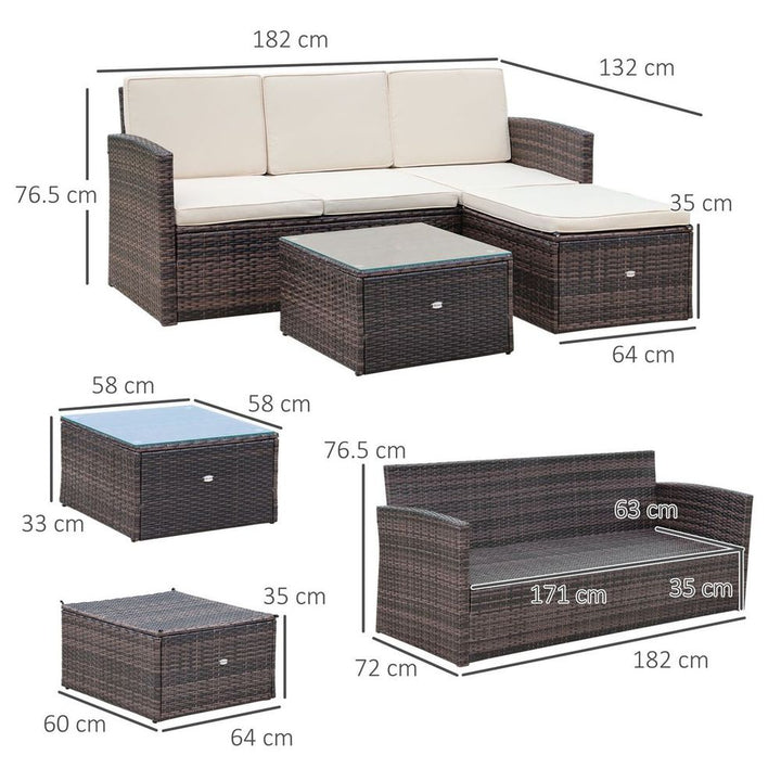PC Outdoor Patio Furniture Set Wicker Rattan -Seater Sofa Chair Couch Brown