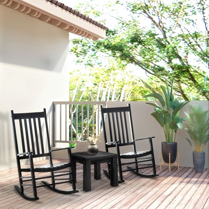 Outsunny Porch Rocking Chair, Poplar Wood, WxDxH -Black