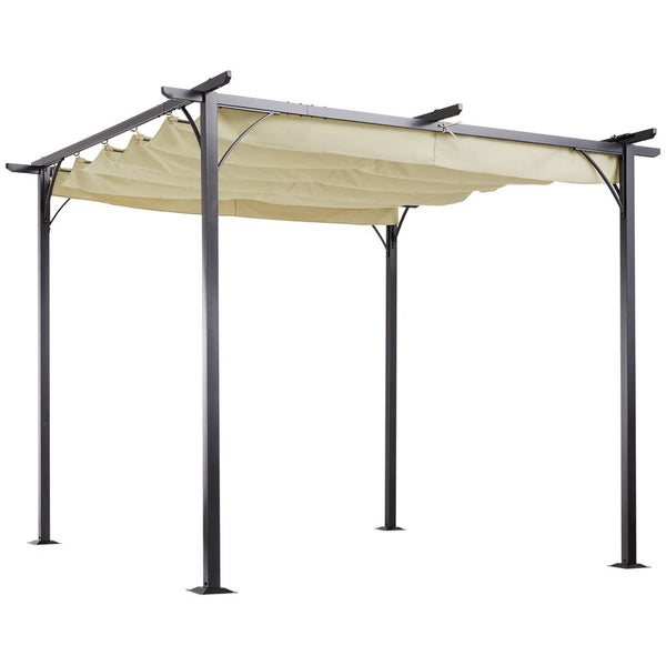 xm Outdoor Pergolaetal Gazebo Porch Awning Retractable Canopy Outsunny