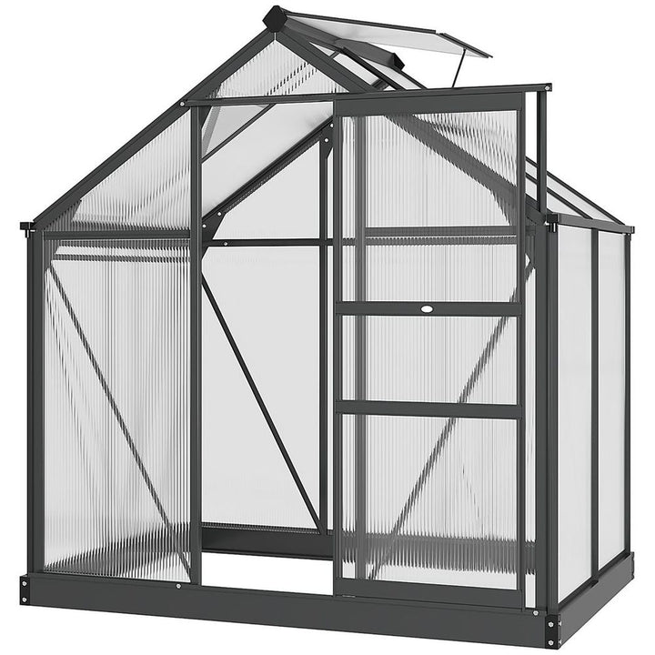 Polycarbonate Walk-In Garden Greenhouse Aluminium Frame w/ Slide Door x ft