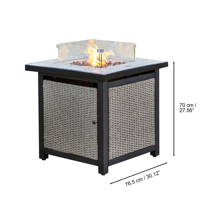 Outdoor Garden Rattan Propane Gas Fire Pit Table, Smokeless Firepit