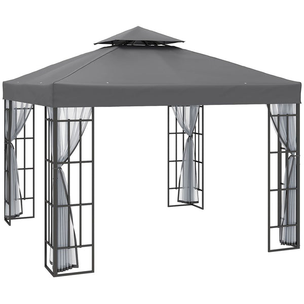 Outsunny x (m) Patio Gazebo Canopy Garden Pavilion with Tier Roof, Grey