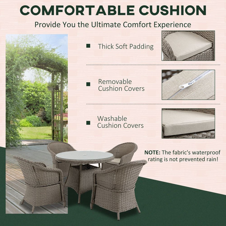  Pieces Outdoor Patio PE Rattan Dining Set, Four Seater , Grey