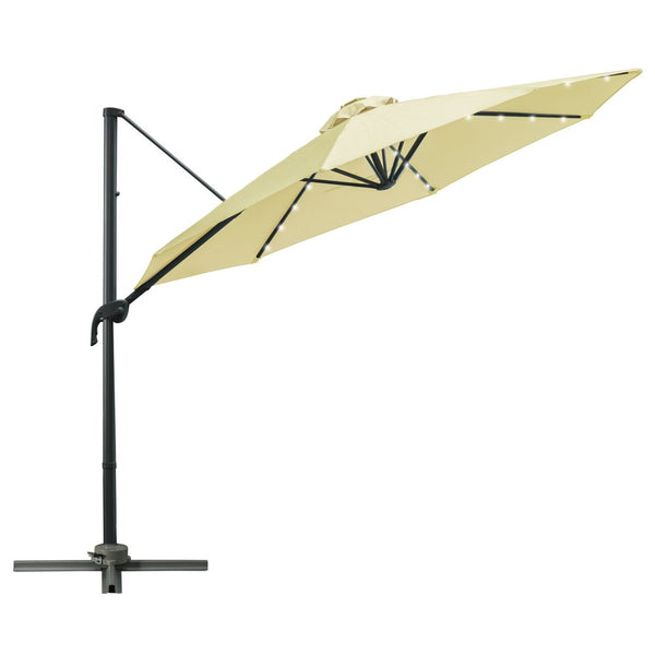 m Cantilever Parasol Patio Umbrella with LED Solar Light Beige
