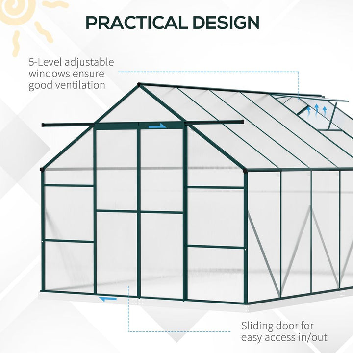 xft Polycarbonate Walk-in Greenhouse Outdoor Double Sliding Door Outsunny