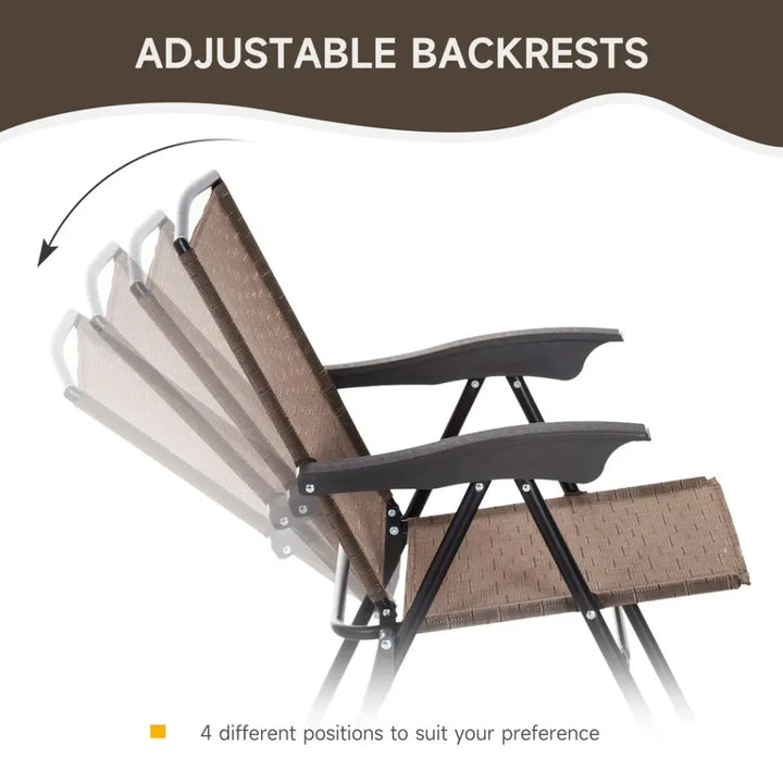  Patio Furniture Bistro Set with Folding Chairs Tempered Glass Table Brown