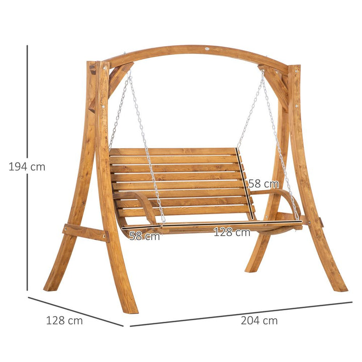Outsunny Seater Garden Swing Seat Swing Chair, Outdoor Wooden Swing Bench Seat