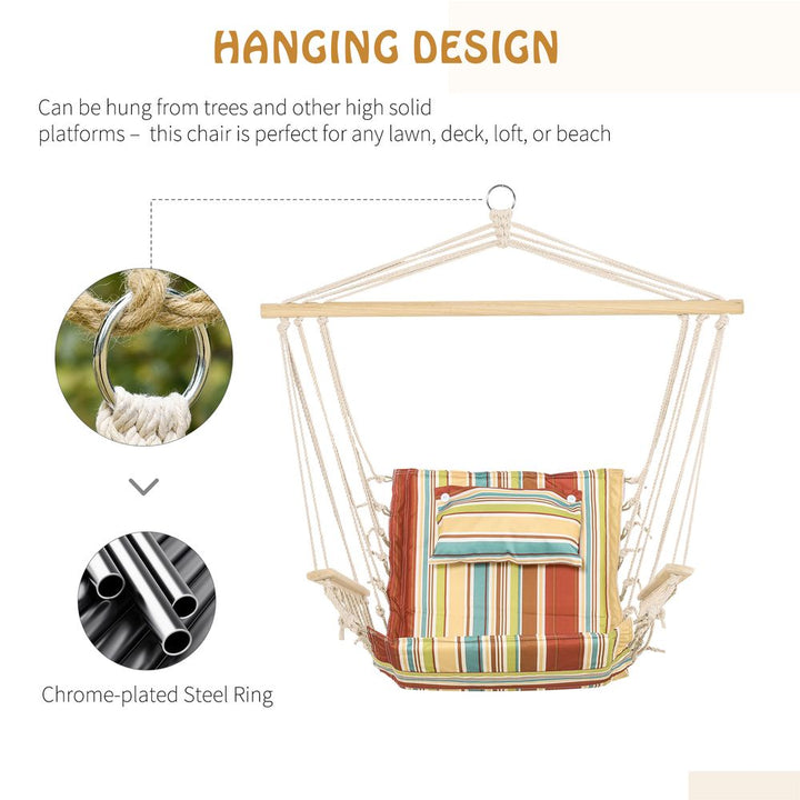 Hanging Hammock Chair Swing Thick Rope Frame Safe Wide Seat