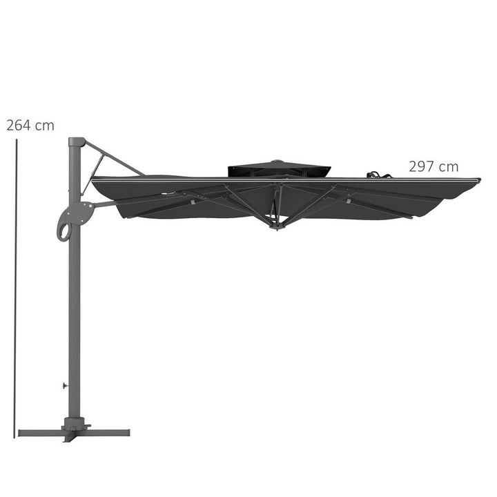 Outsunny (m)Garden Parasol Patio Umbrella w/ Hydraulicechanism Dual Top Grey