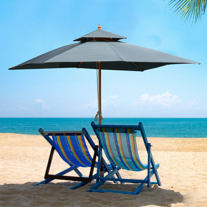 xm Wood Square Patio Umbrella Gardenarket Parasol Sunshade Canopy