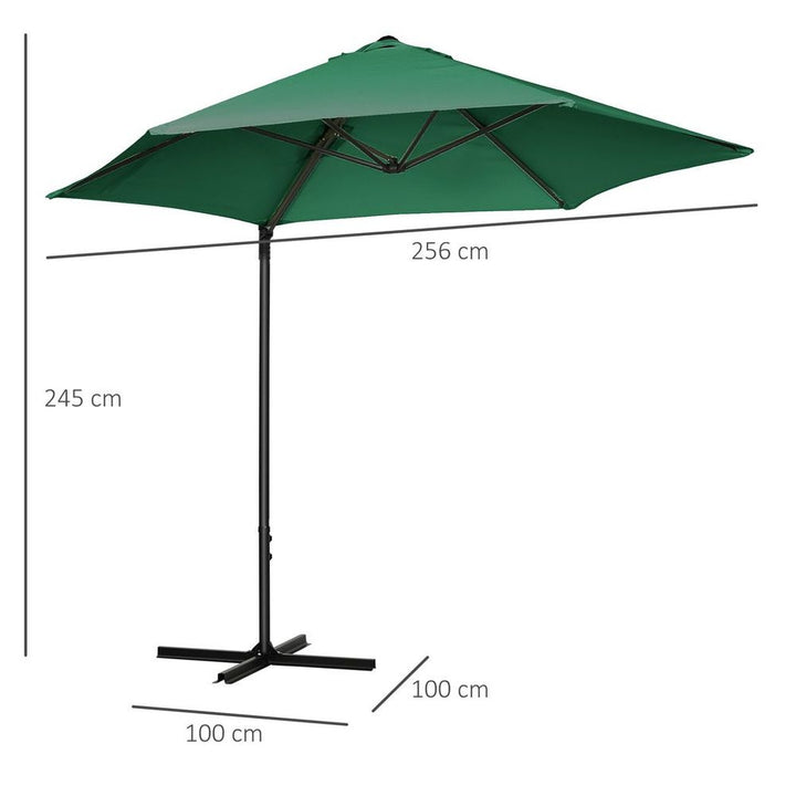 .M Garden Cantilever Parasol with Rotation and Cross Base, Green
