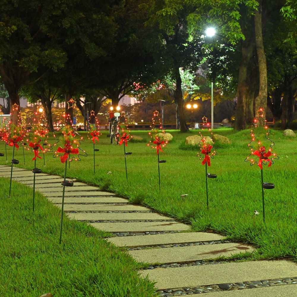 Christmas Pathway Lights Outdoor Decorations Solar Christmas Tree Garden Decorative Stake Lights Waterproof Walkway Lights gardens backyards lawns paths patios landscapes