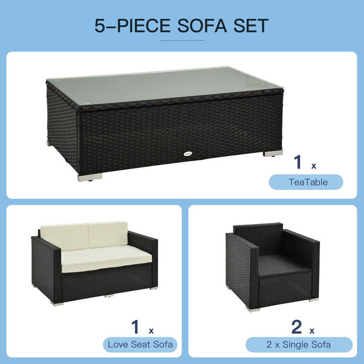  Pieces Rattan Sofa Set, Steel-Black
