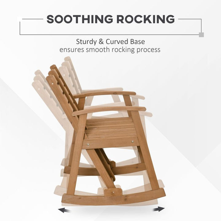 Wooden Garden Rocking Bench with Separately Adjustable Backrests