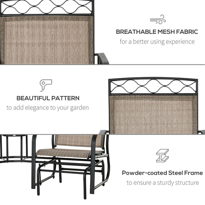Glider Chair, Seater Patio Rocking Chairs, Tempered Glass Table, Brown