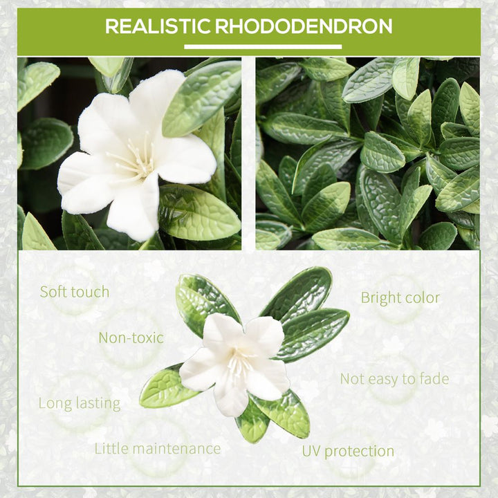  Artificial Boxwood Panel Faux Rhododendron Greenery Backdrop Outsunny