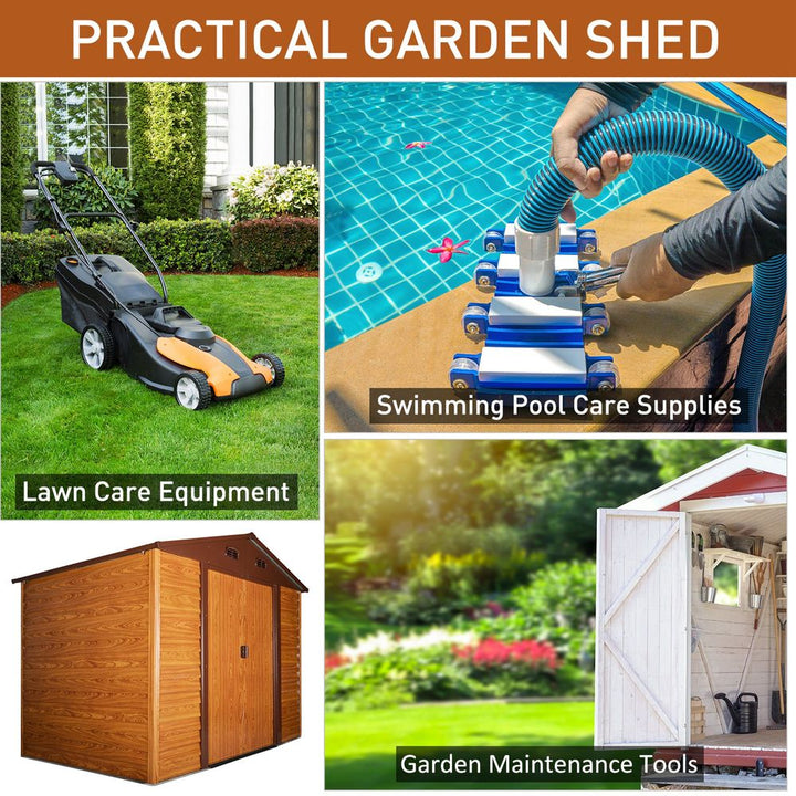 .x.ftetal Garden Shed House Tool Storage & Foundation & Ventilation Brown