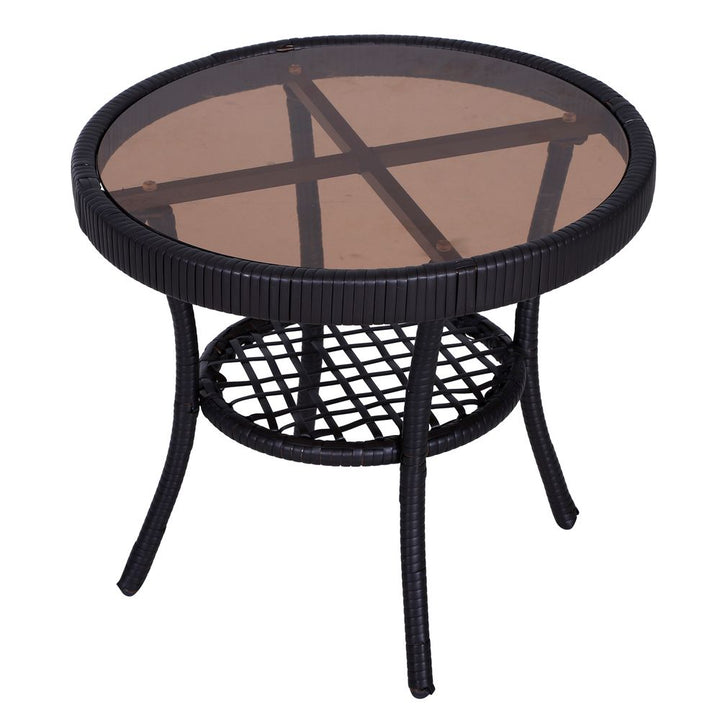  Rocking Chair Bistro Set-Brown/Cream White