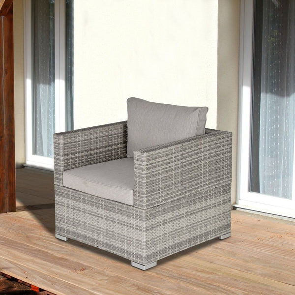 Outdoor Patio Furniture Single Rattan Sofa Chair Padded Cushion