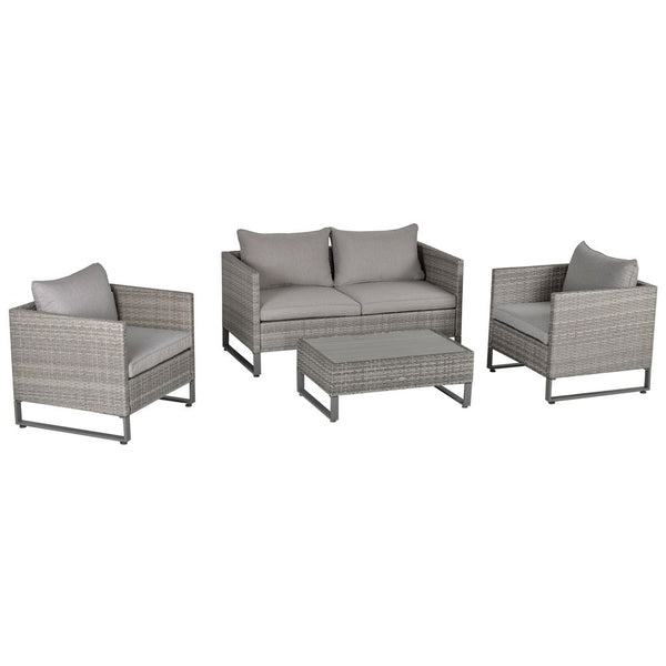  PE Rattan Wicker Outdoor Dining Set Sofa Chairs Table Cushions