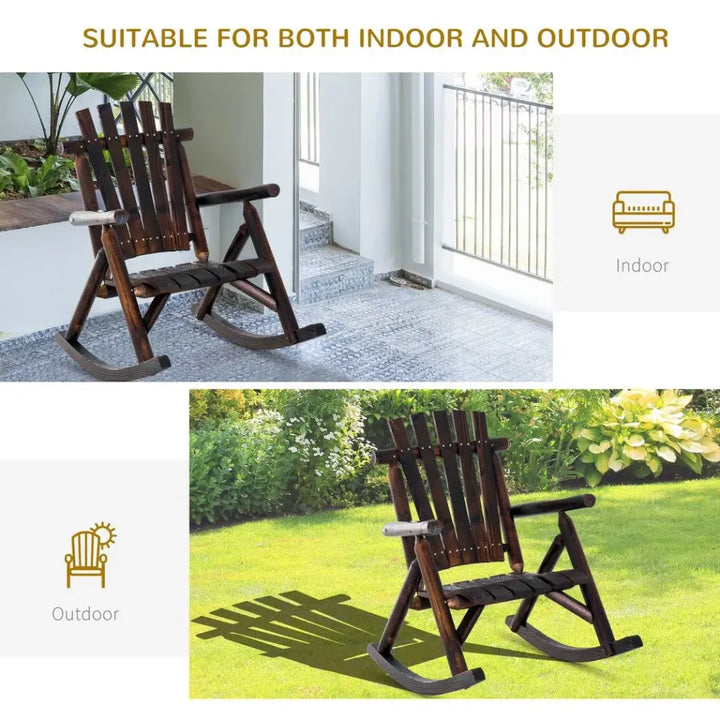 Rustic Outdoor Patio Adirondack Rocking Chair Patio Furniture Porch Rocker Fir