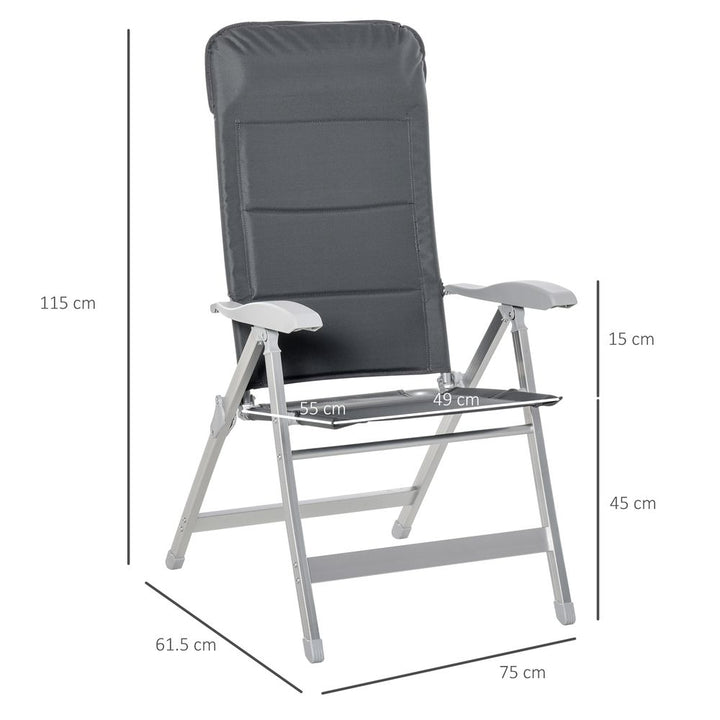  Patio Folding Dining Chair Adjustable Back & Armrest Portable Deck Grey