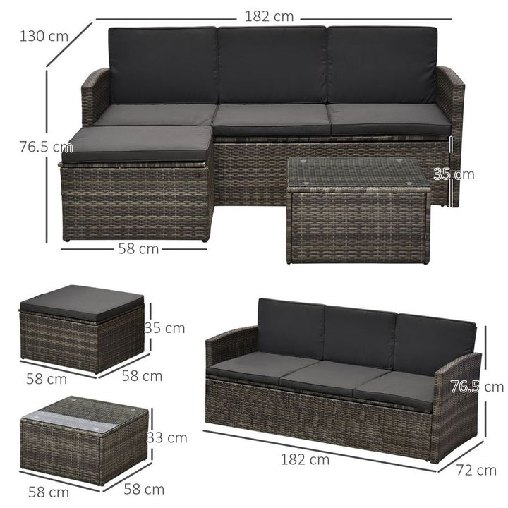 PC Outdoor Patio Furniture Set Wicker Rattan -Seater Sofa Chair Couch Grey