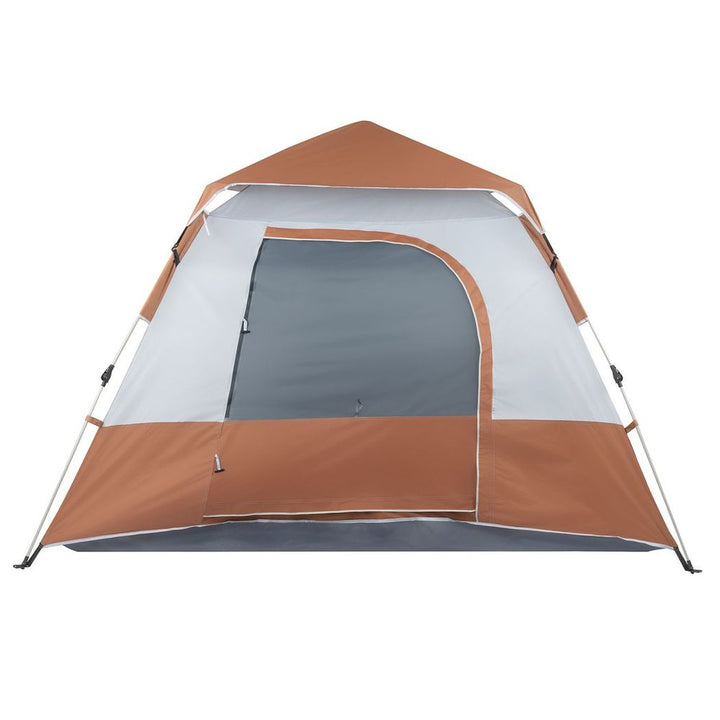 ** Spring Quick Opening Four-Person Family Tent Camping Tent Brown