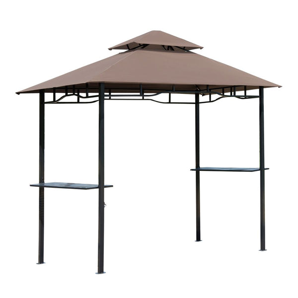 Outsunny ft Double-Tier Gazebo Grill Canopy Tent Shelter-Coffee