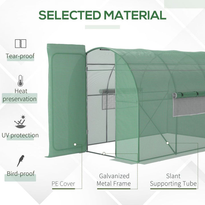 Outsunny x Reinforced Walk-in Polytunnel Garden Greenhouse Steel Frame