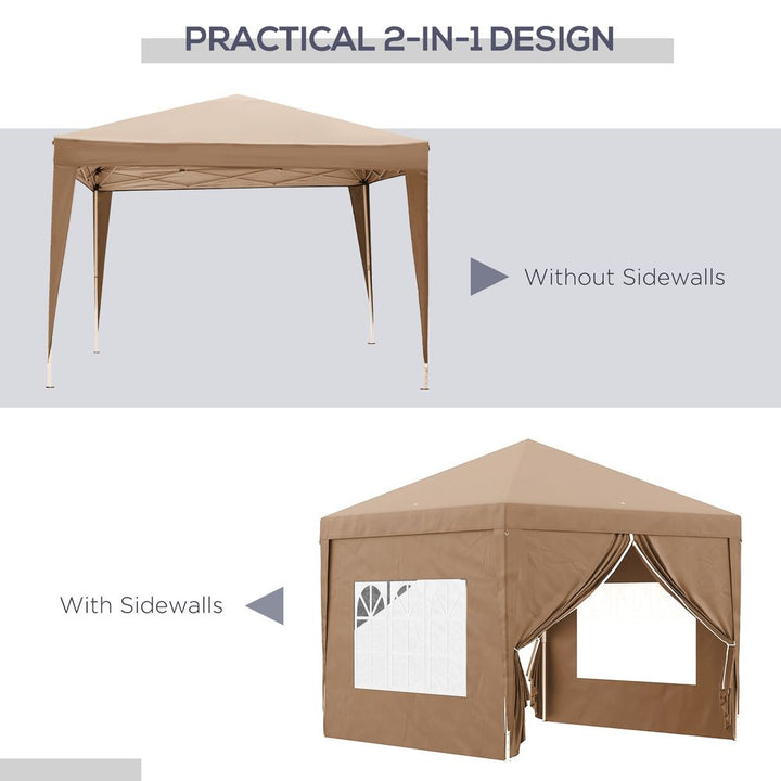 Outsunny x Pop Up Gazebo Party Tent Canopyarquee with Storage Bag Coffee
