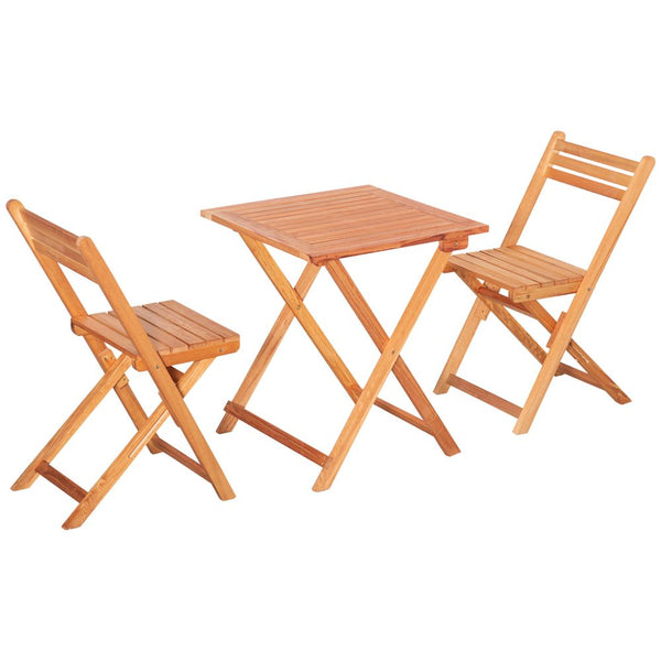  Garden Bistro Set, Folding Outdoor Chairs and Table Set, Teak