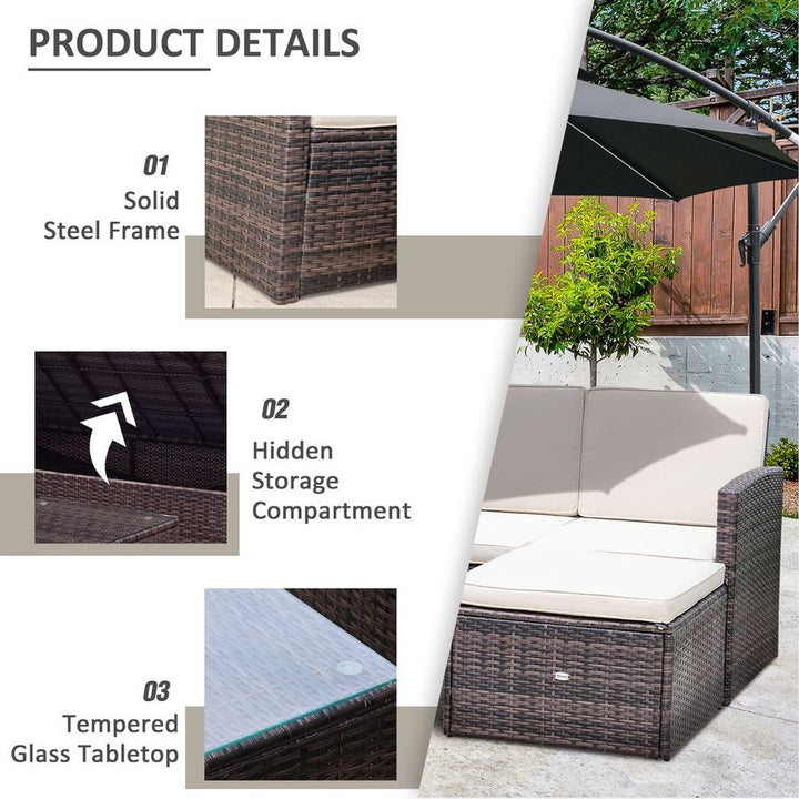 PC Outdoor Patio Furniture Set Wicker Rattan -Seater Sofa Chair Couch Brown