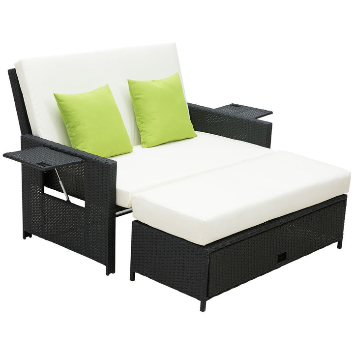 Seater Garden Rattan Sofa Sun Lounger Daybed Fire Retardant Sponge