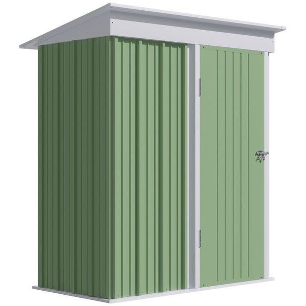 Outsunny Steel Garden Shed, Small Lean-to Shed for Bike Tool, x ft, Green