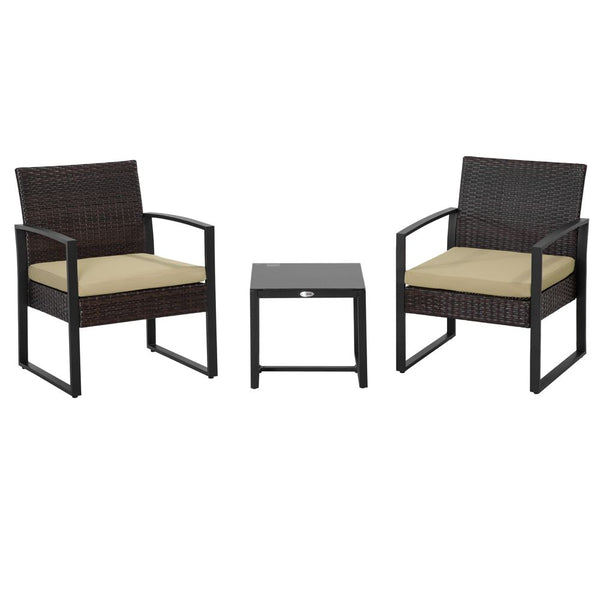 Pc Rattan Bistro Set, Patio , Sofa Coffee Table and Chairs Sets Beige