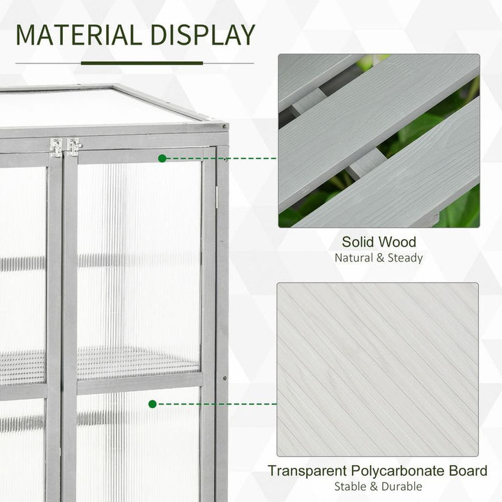 Wood Cold Frame Greenhouse Outdoor Indoor PC Board Grey