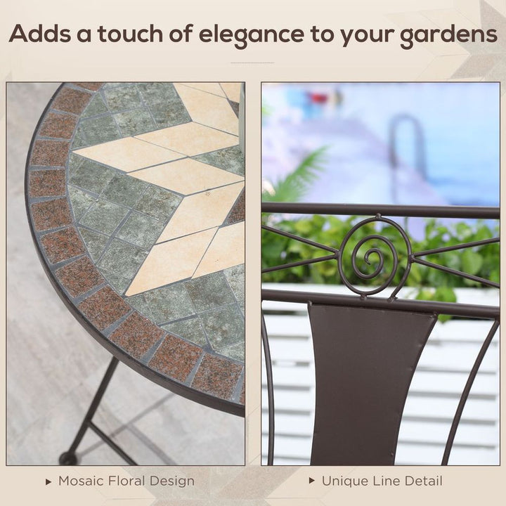 -Piece Patio Bistro Set w/osaic Round Table and Armless Chairs