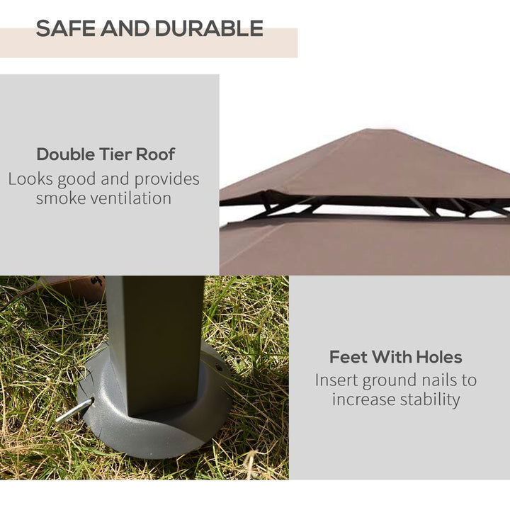 Outsunny ft Double-Tier Gazebo Grill Canopy Tent Shelter-Coffee