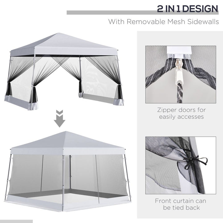 Outsunny .m x .m Pop Up Steel Frame Garden Gazebo White
