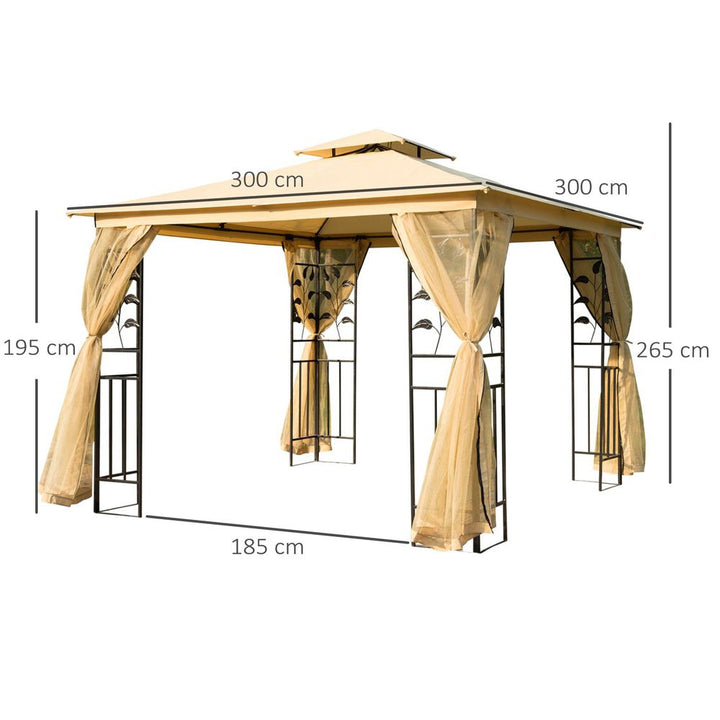 x Double Top Gazebo-Beige