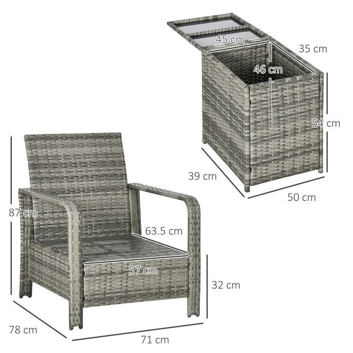  PE Rattan Garden Sofa Set w/ Chairs & Storage Tableixed Grey
