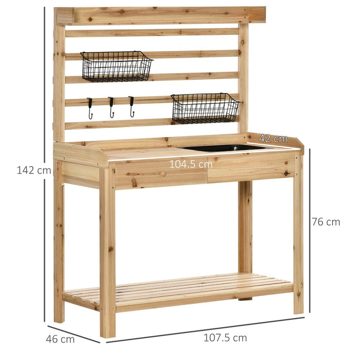 Potting Bench Table, Workstation withetal Sieve Screen, Removable Sink,