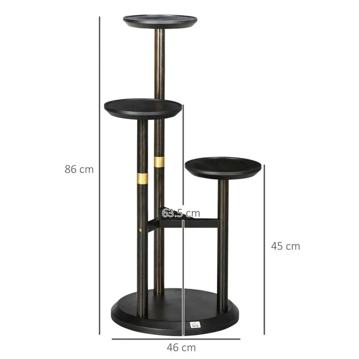  Tiered Plant Stand, Bamboo Plant Shelf for Indoor & Outdoor, Dark Walnut